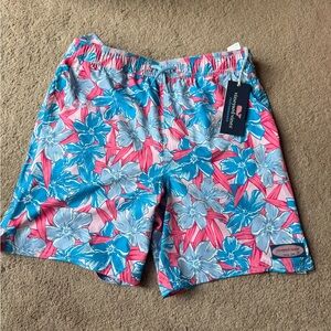 Vineyard Vines Floral Swim Trunks in Pink & Blue Kids Size Large